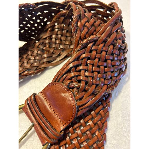 Talbots Brown Woven Leather Wide Band Belt, Women’s Sz L, made in Turkey ￼ - Picture 8 of 8